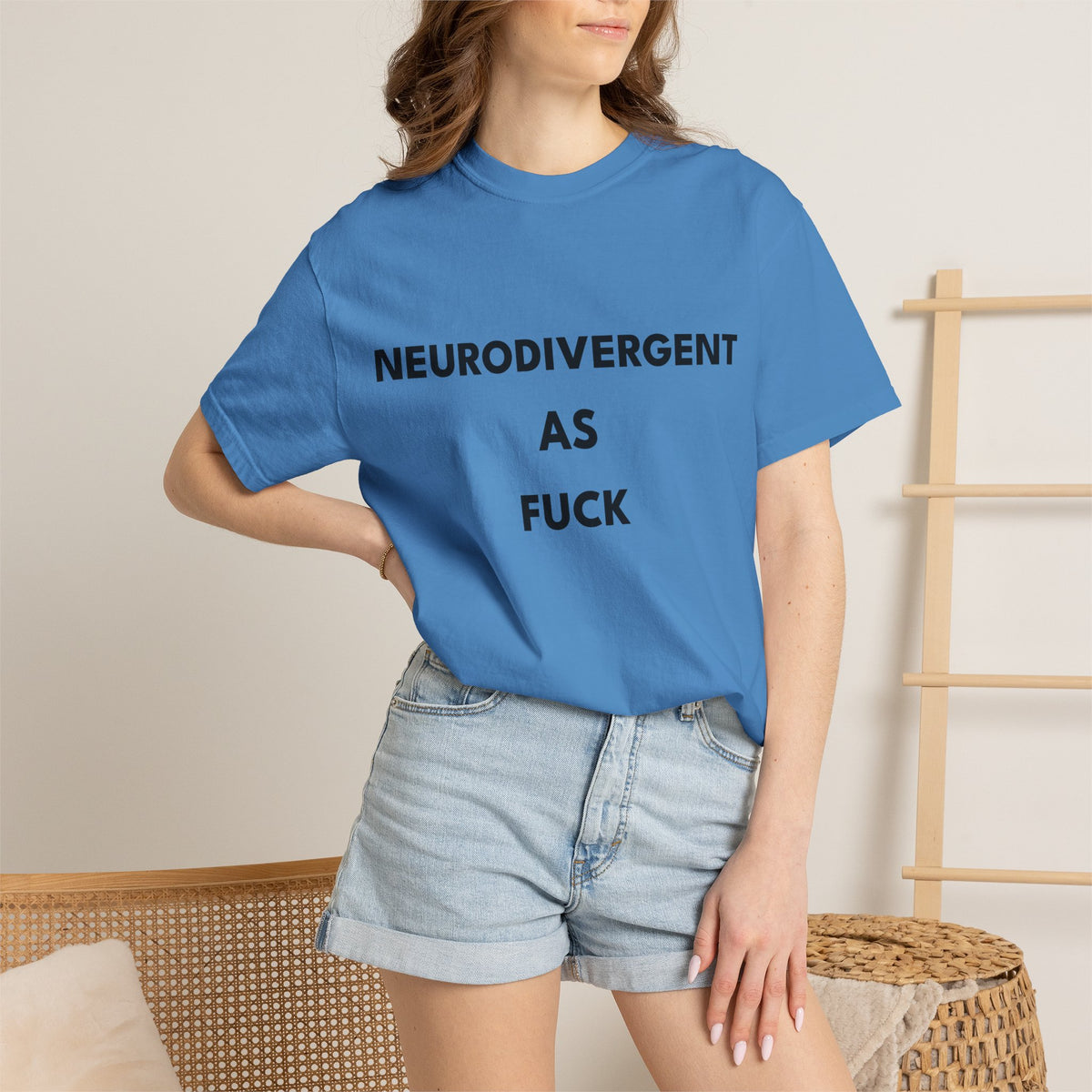 Neurodivergent as Fuck, T-Shirt, Unisex, Black Text