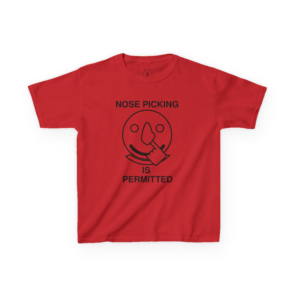 Nose Picking is Permitted Kid's Tee Black Text