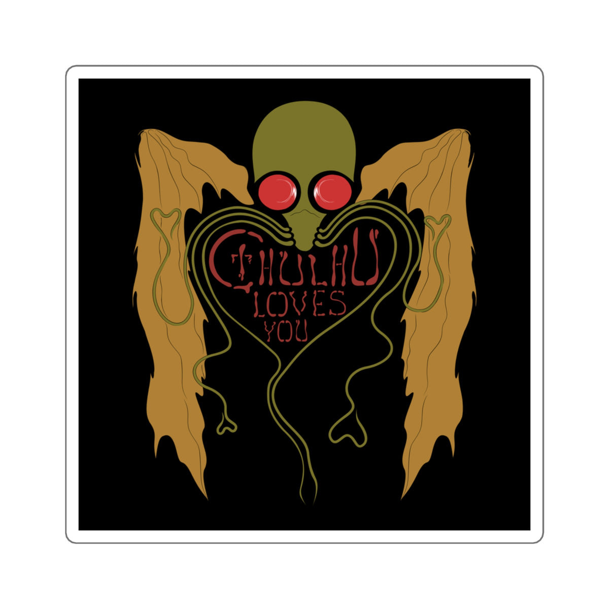 Cthulhu Loves You Sticker, Black