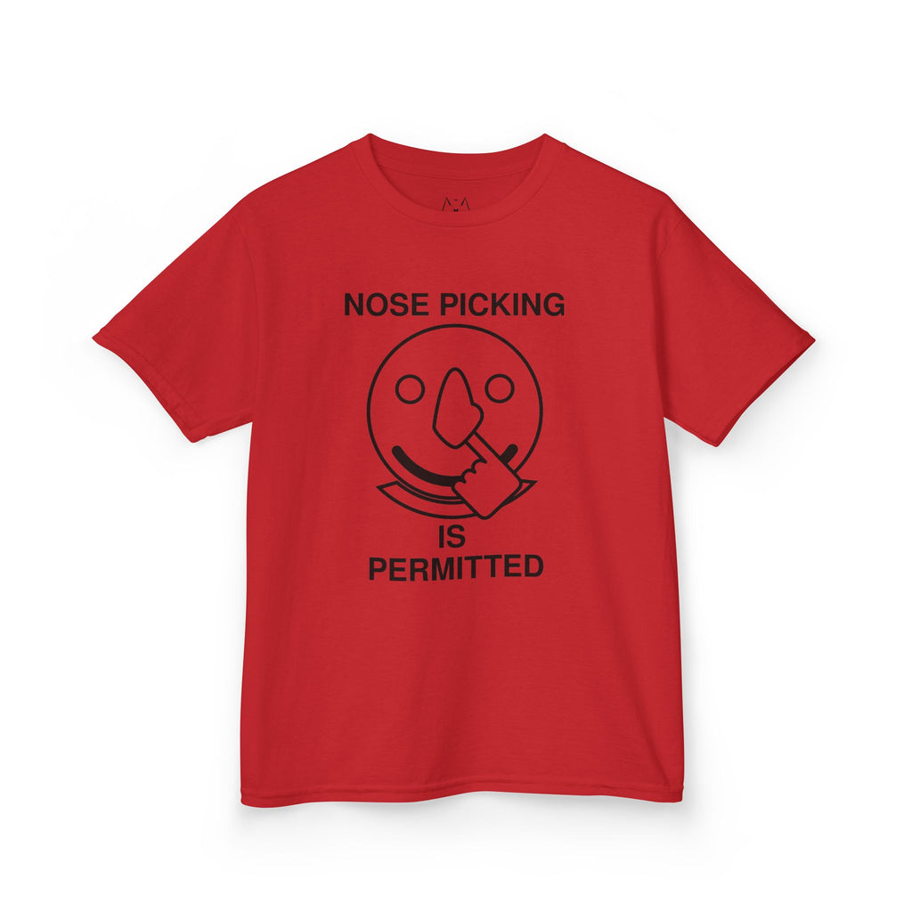 Nose Picking is Permitted Kid's Tee Black Text