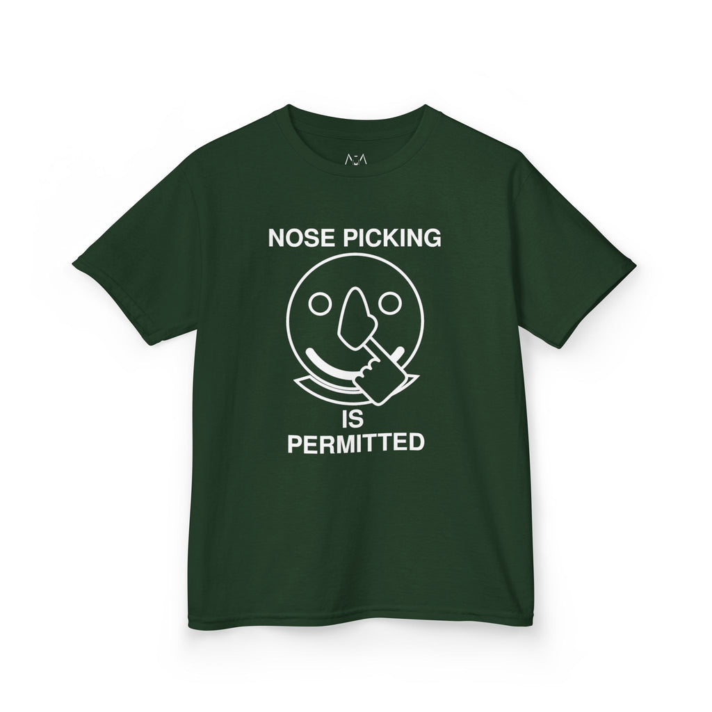 Nose Picking is Permitted White Text Kid's Tee