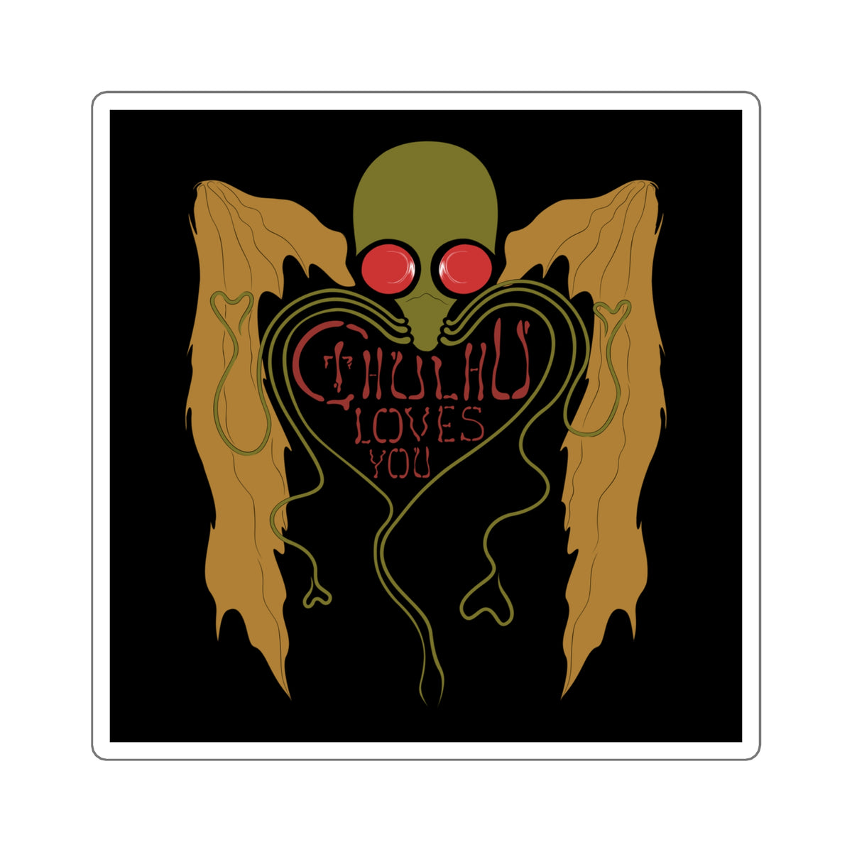 Cthulhu Loves You Sticker, Black