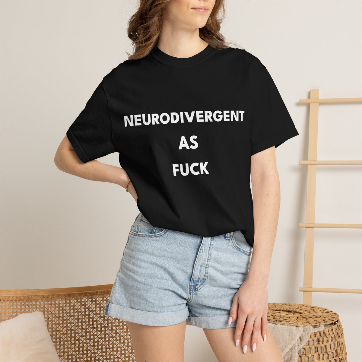Neurodivergent as Fuck, T-Shirt, Unisex, White Text