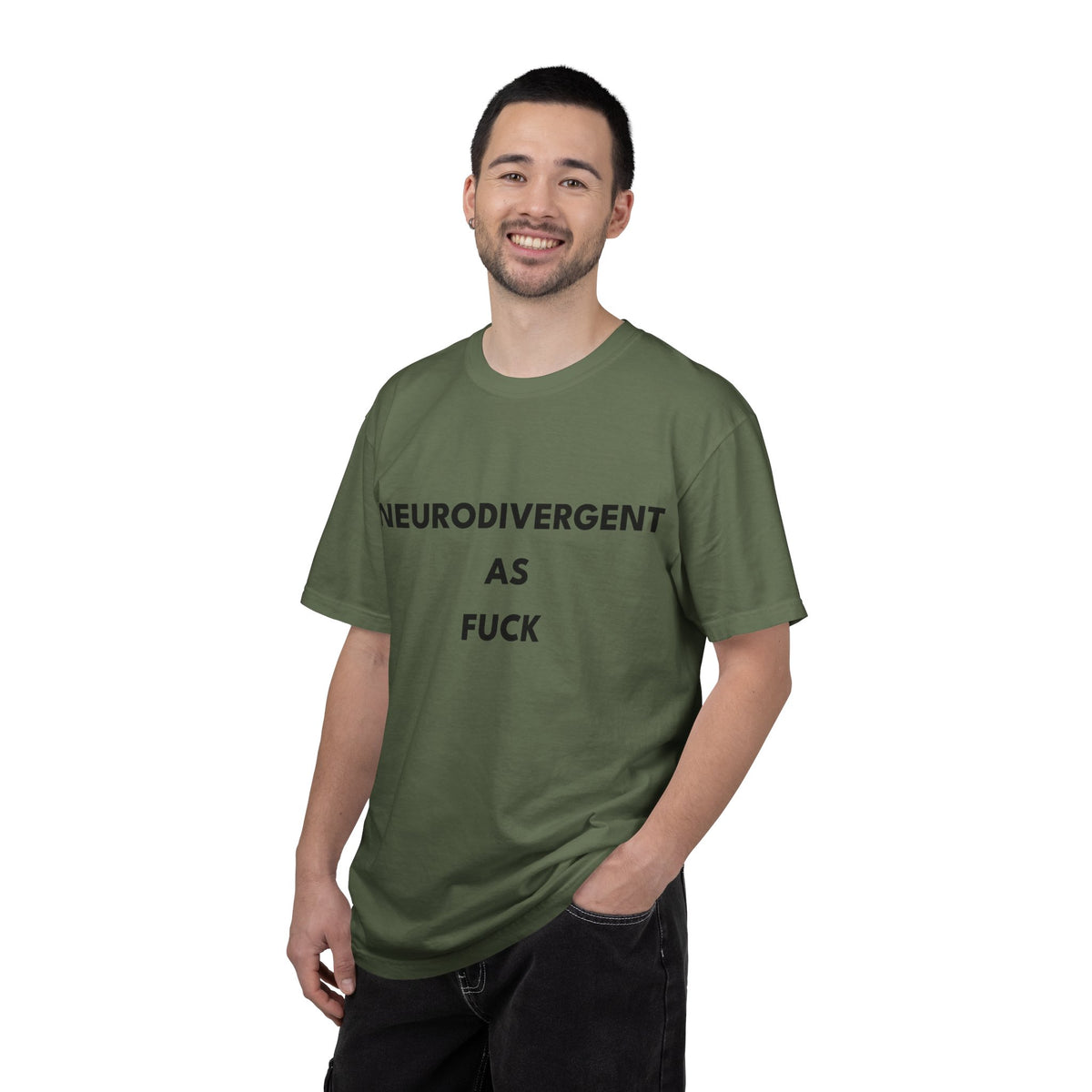 Neurodivergent as Fuck, T-Shirt, Unisex, Black Text