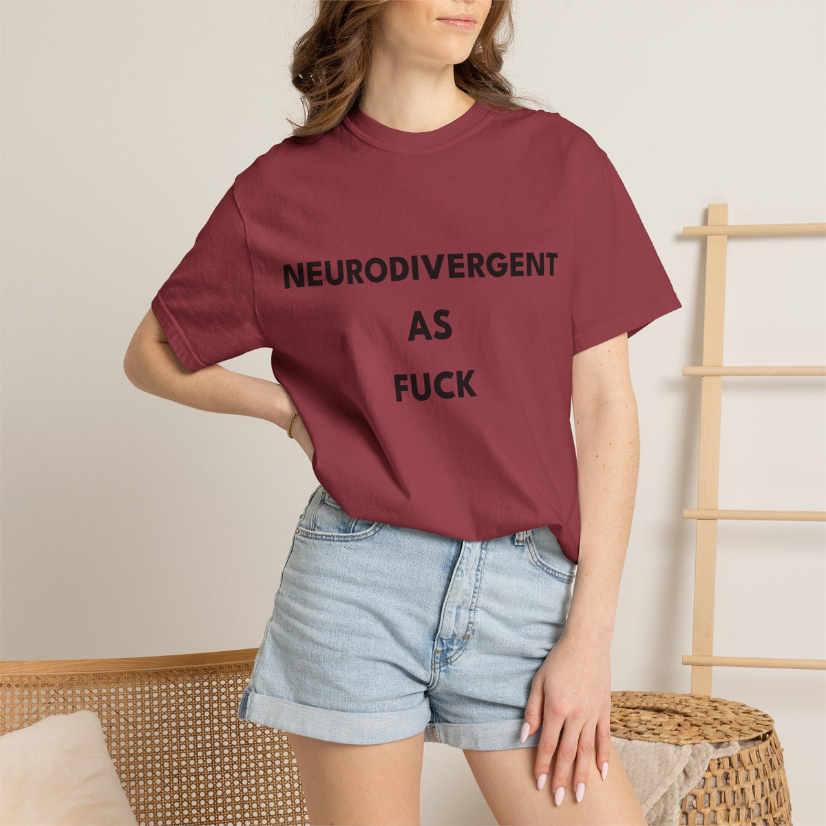 Neurodivergent as Fuck, T-Shirt, Unisex, Black Text