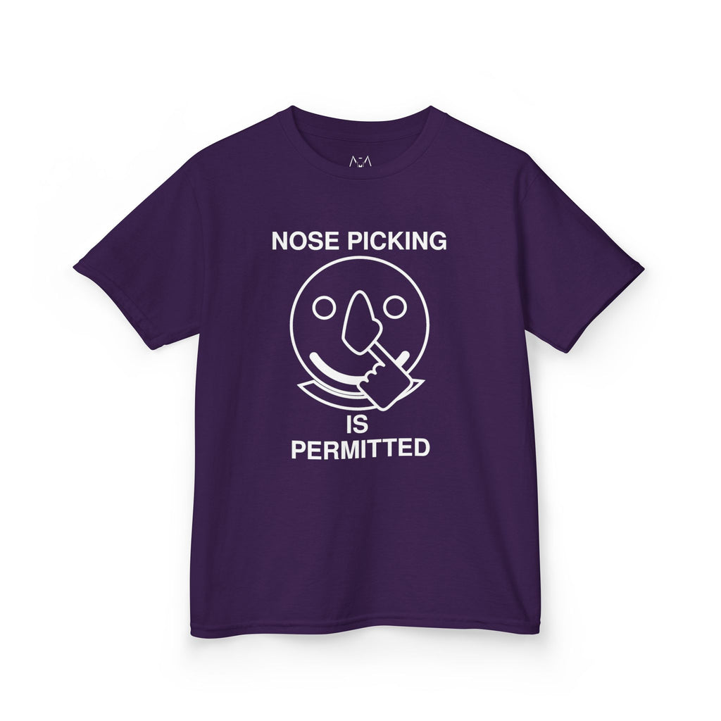 Nose Picking is Permitted White Text Kid's Tee