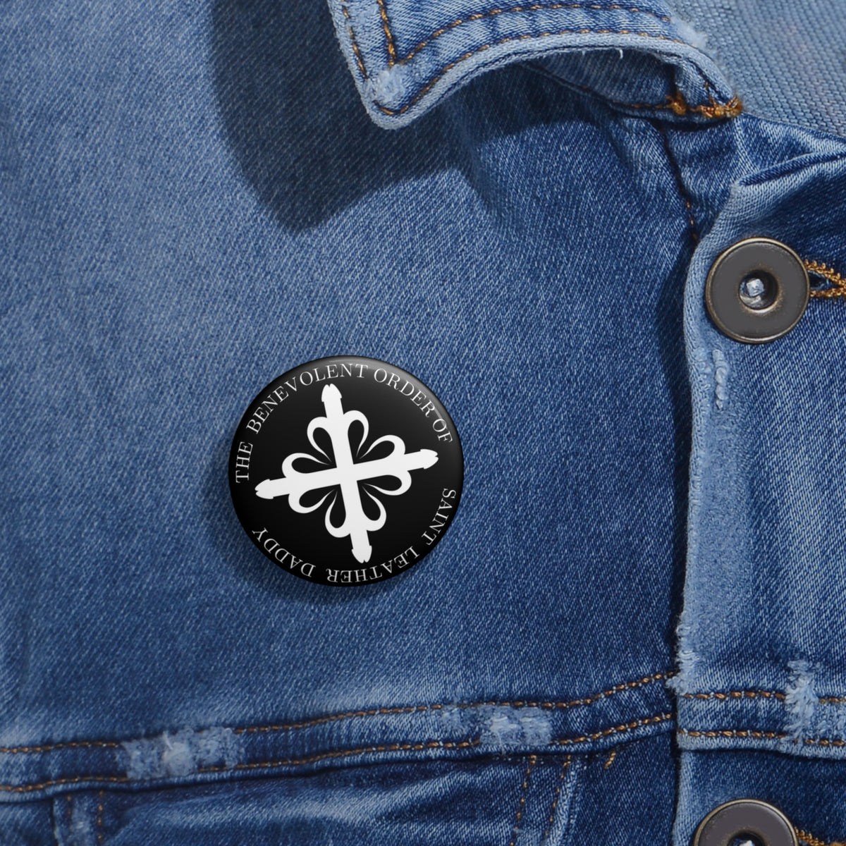 The Benevolent Order of St. Leather Daddy Pin Buttons, Black