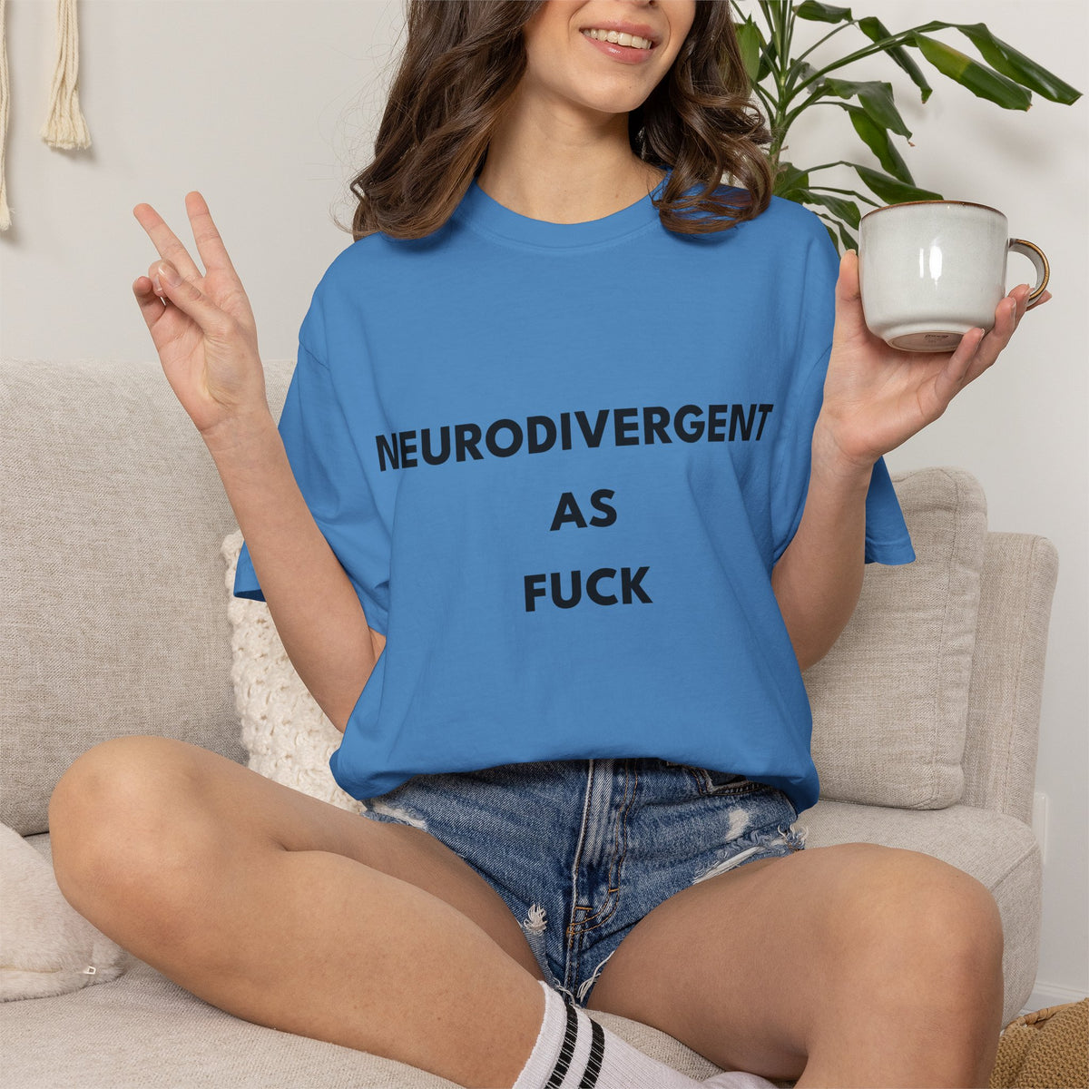 Neurodivergent as Fuck, T-Shirt, Unisex, Black Text