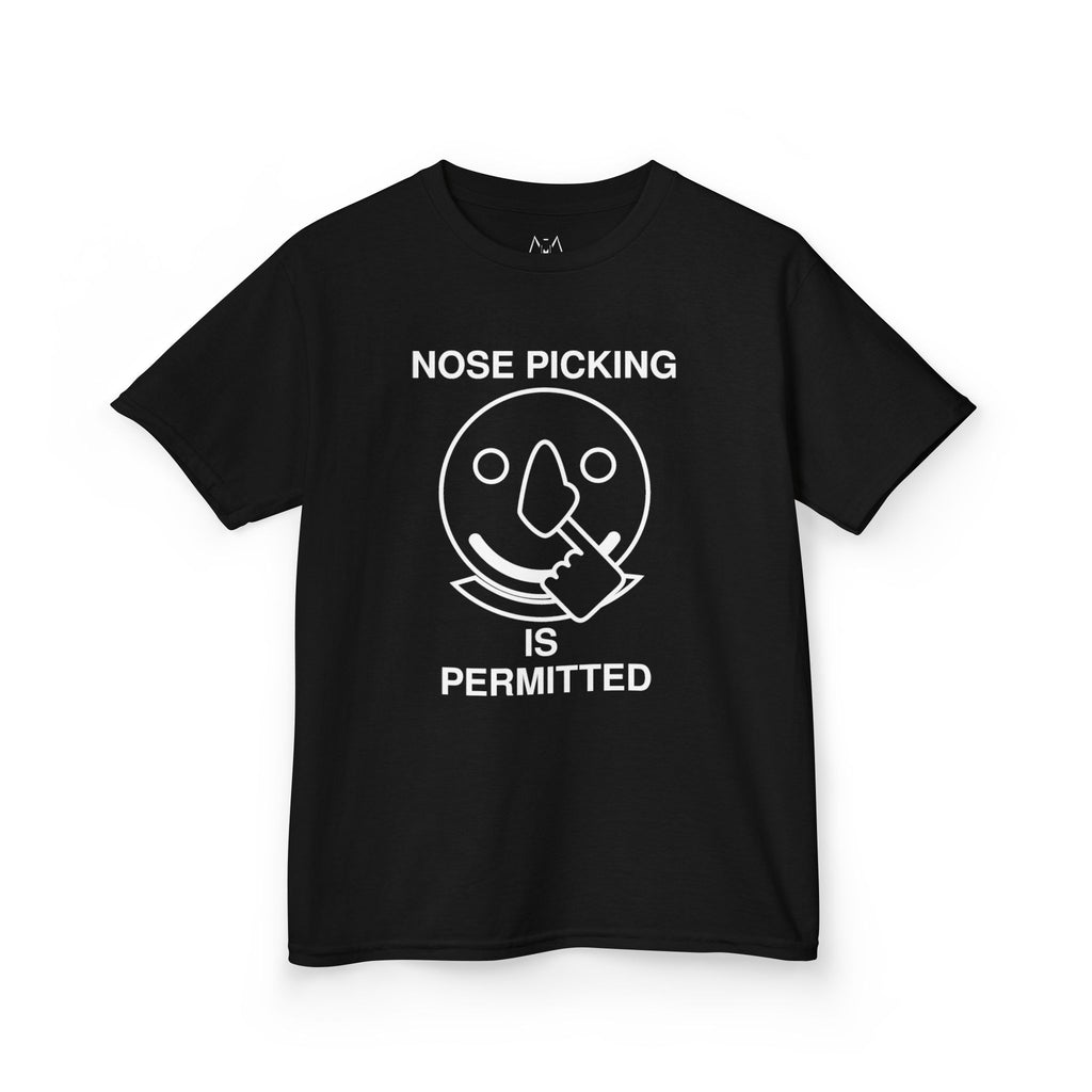 Nose Picking is Permitted White Text Kid's Tee