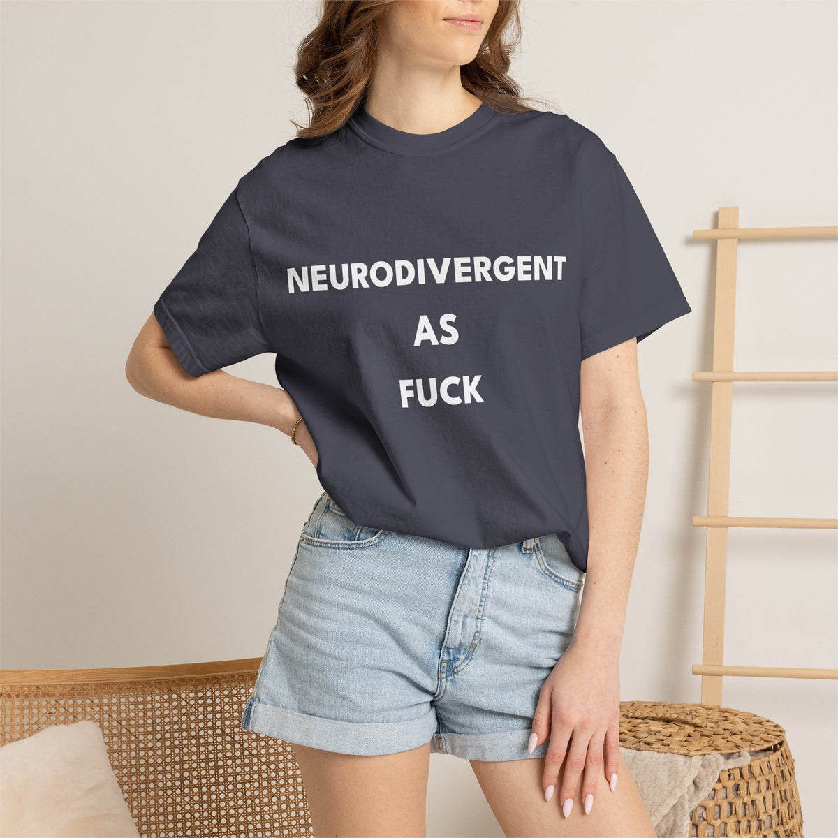 Neurodivergent as Fuck, T-Shirt, Unisex, White Text