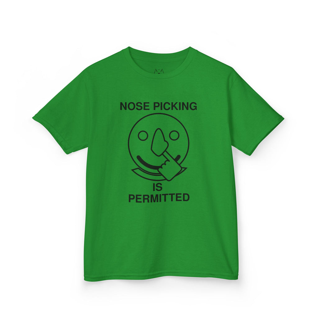 Nose Picking is Permitted Kid's Tee Black Text