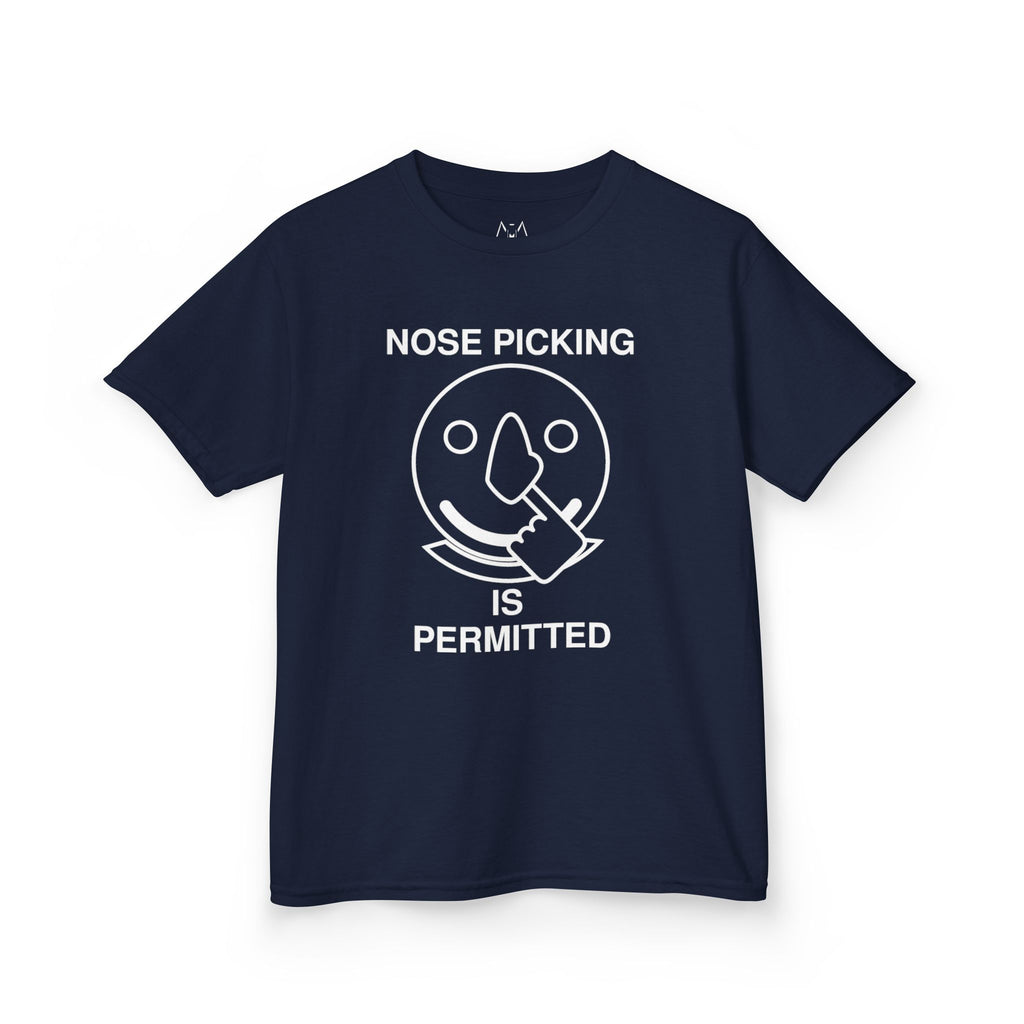 Nose Picking is Permitted White Text Kid's Tee